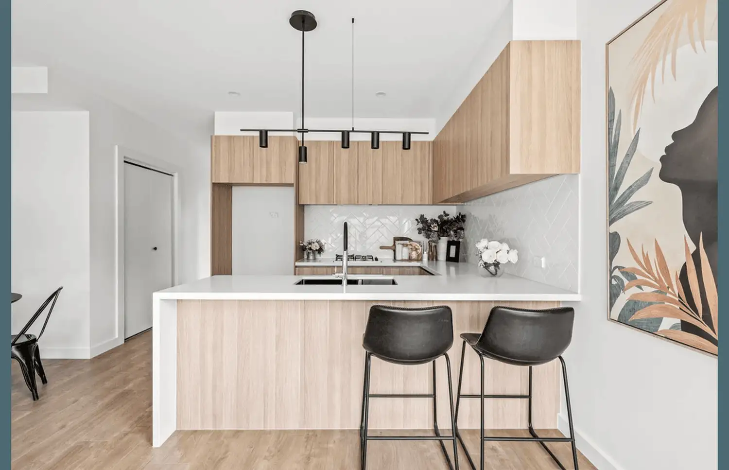 Timber Veneer Island Kitchen — McEwan Road